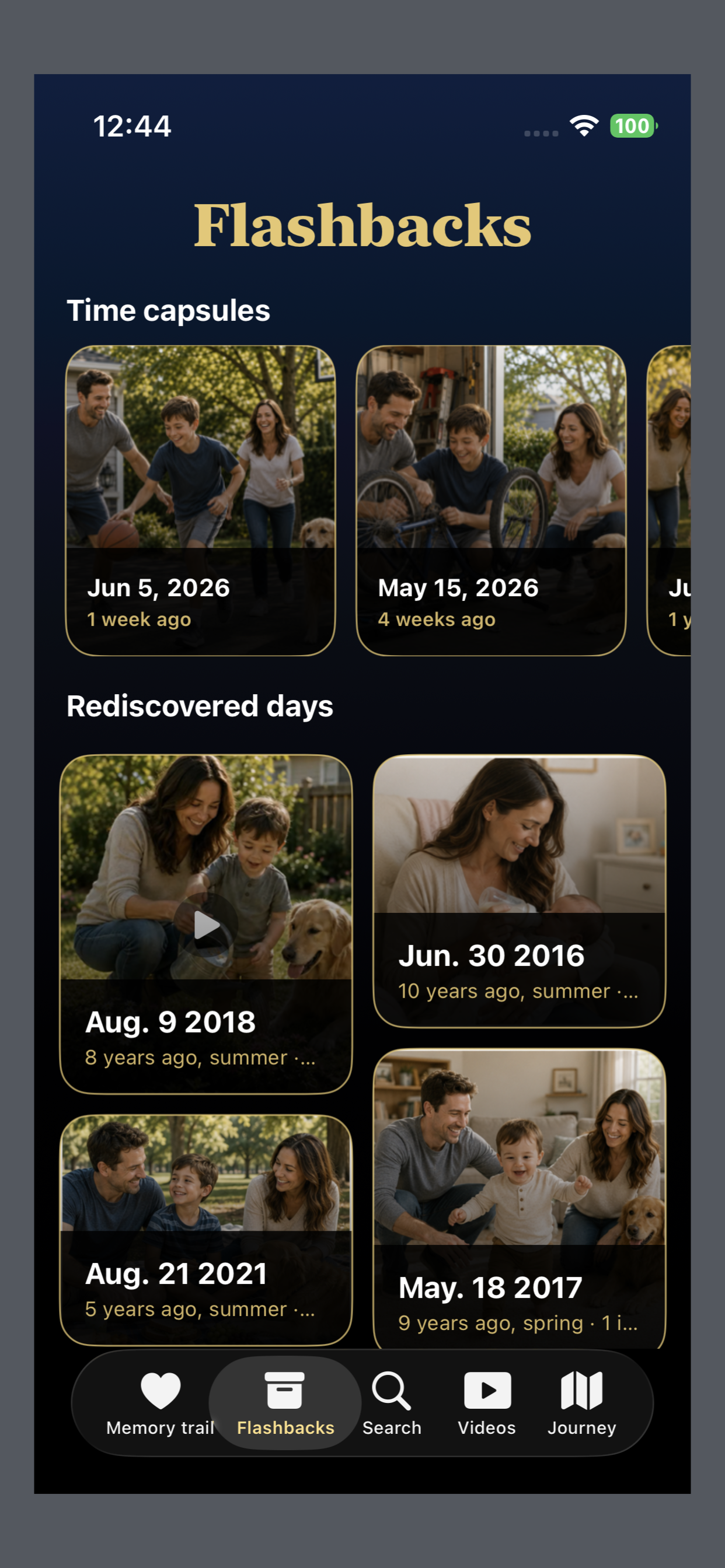 Memoir Log Flashbacks screen